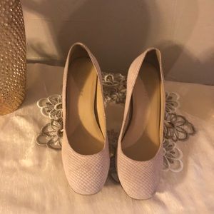 Talbots leather embossed  chunky lucite heels.